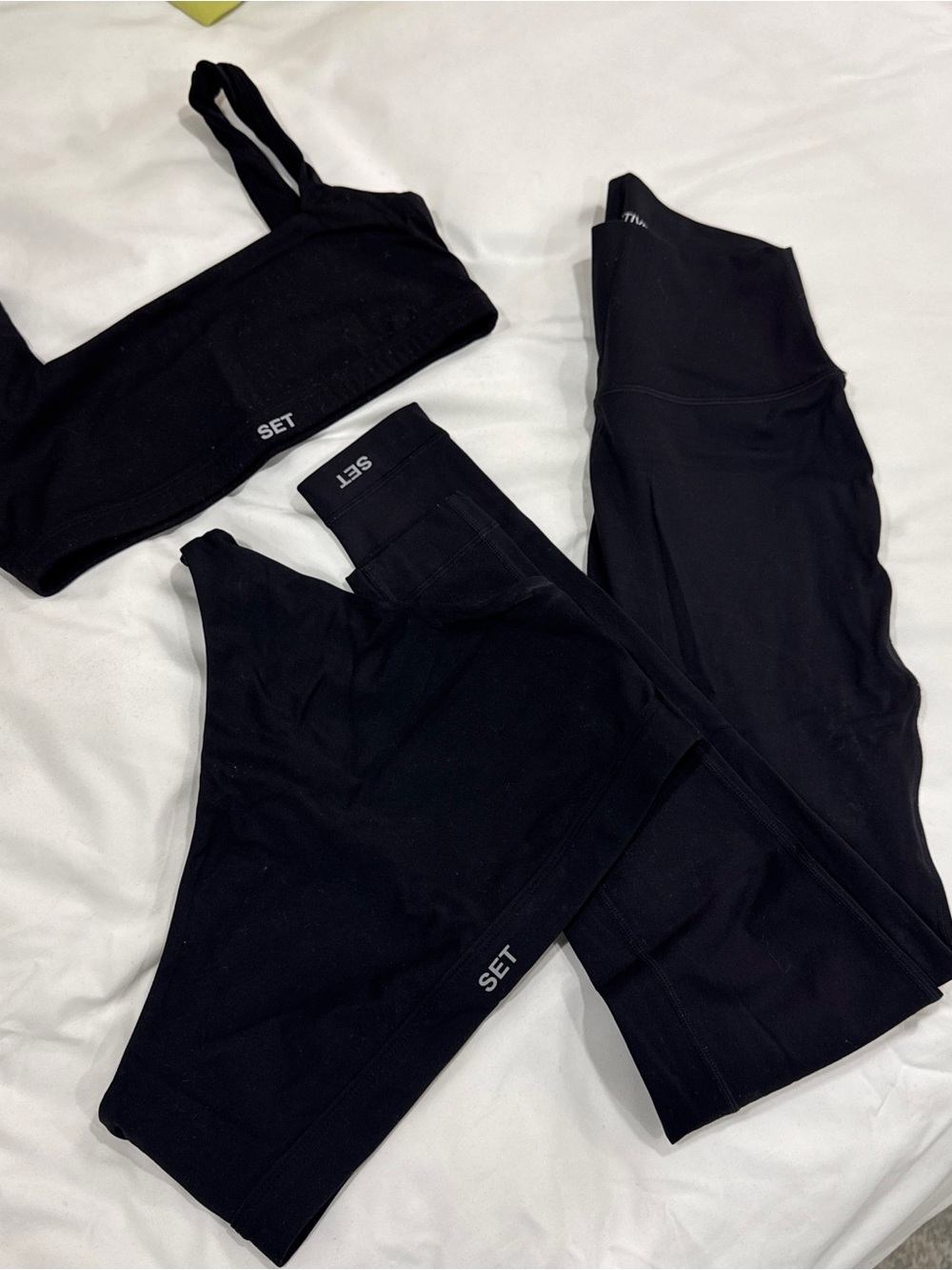 SET Active 3 piece Black Leggings & Sports Bra Set
